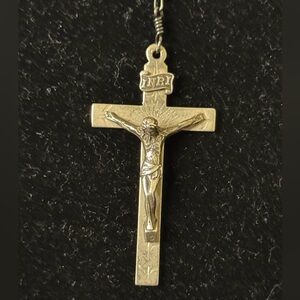 Vintage AFCO Sterling Rosary Black Beaded Necklace